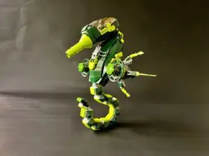 Green and chartreuse LEGO seahorse submarine concept model from early 2000s Atlantis playtheme development